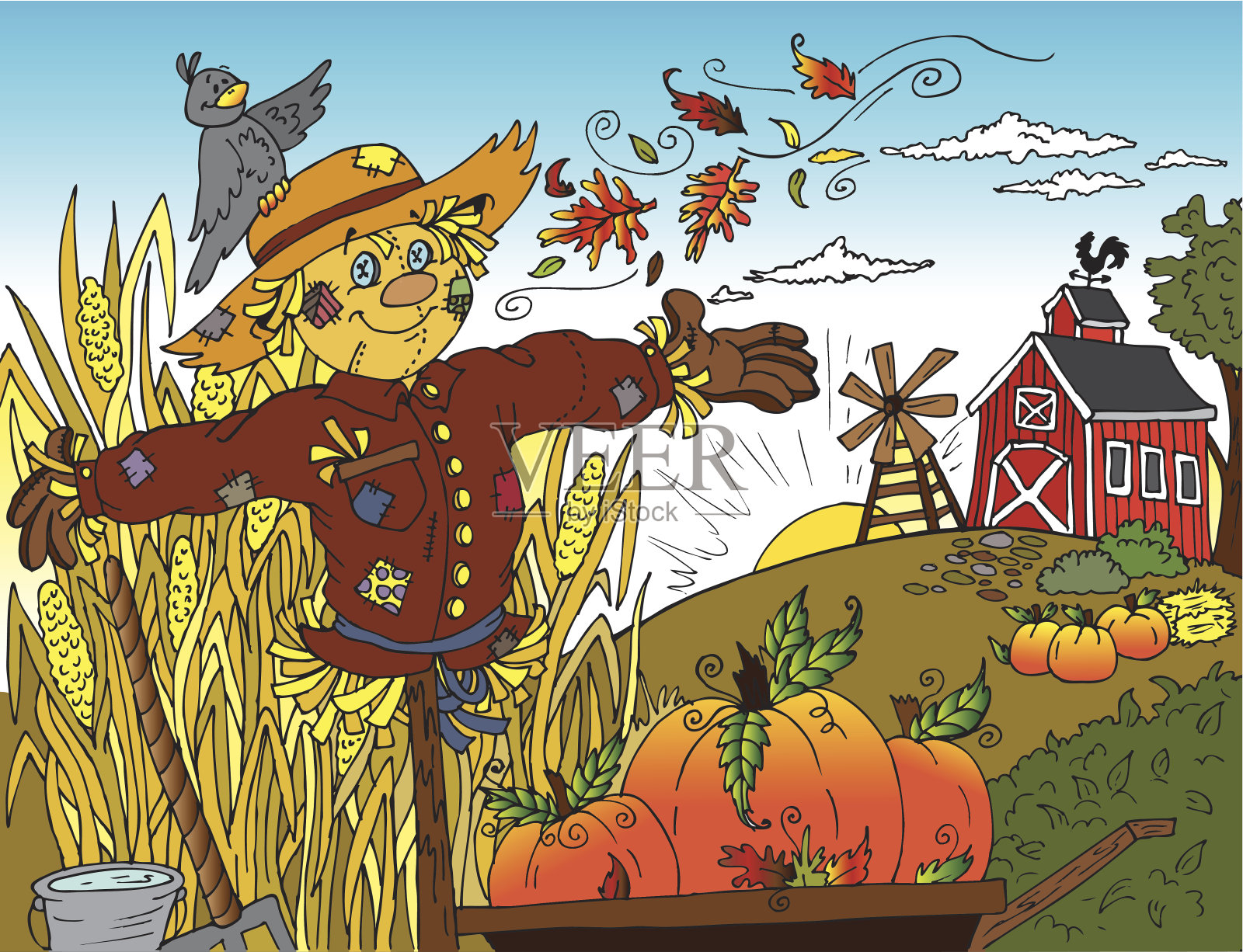 秋天的收获插画图片素材