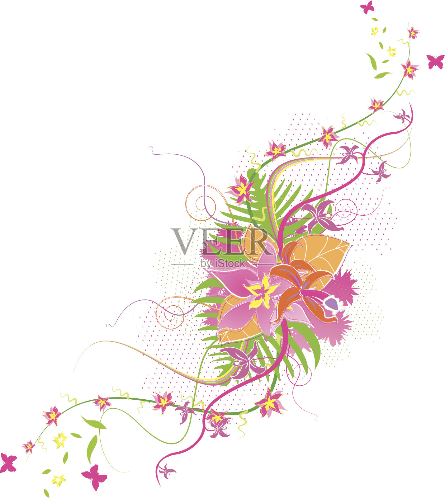 花花束幻想插画图片素材