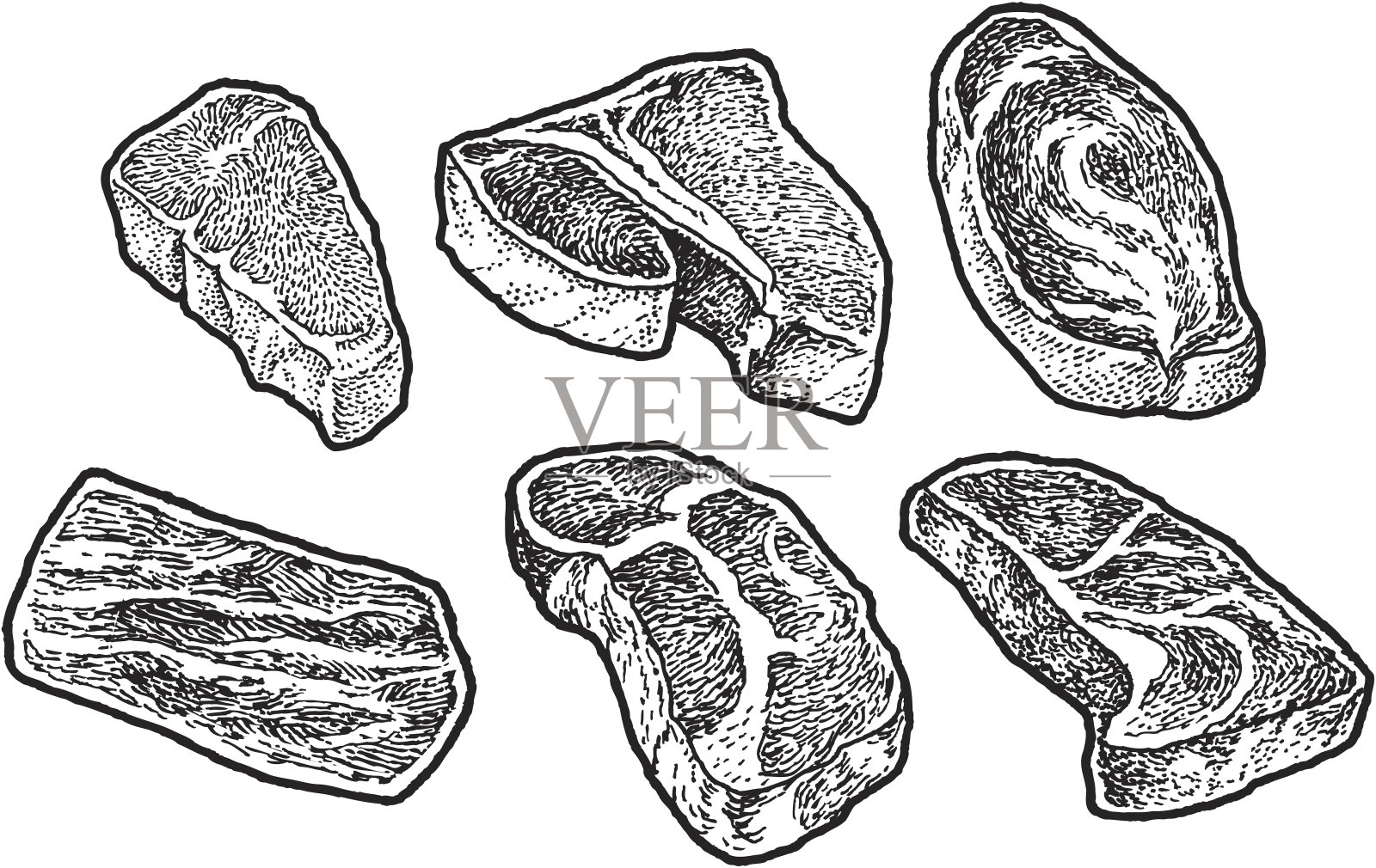 矢量插图的牛排设计元素图片