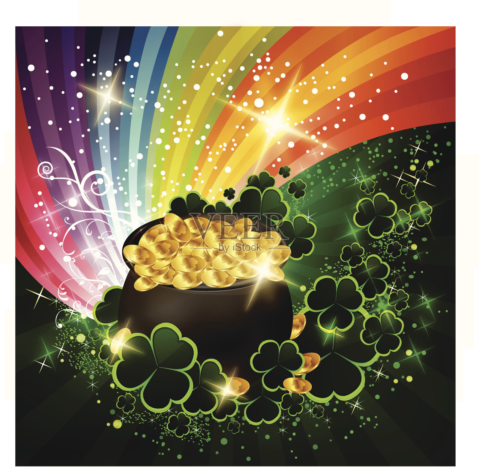 圣帕特里克节背景壶的黄金插画图片素材