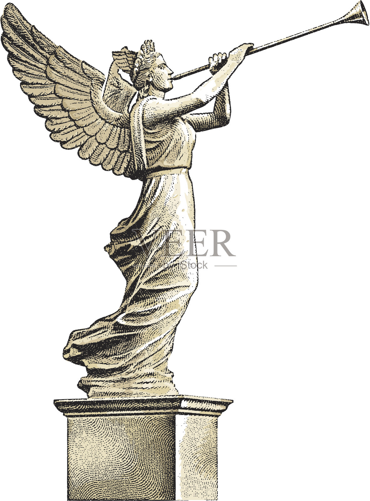 天使雕像插画图片素材