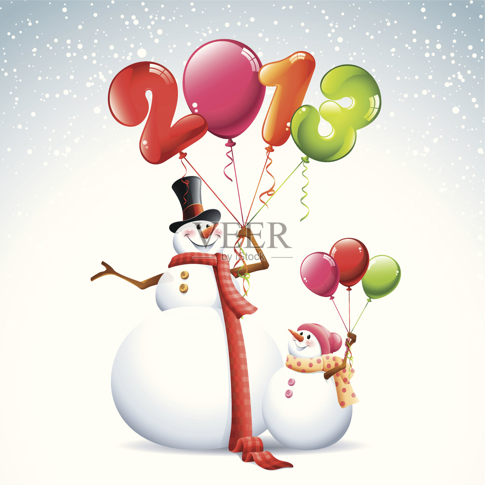 雪人- 2013年气球插画图片素材