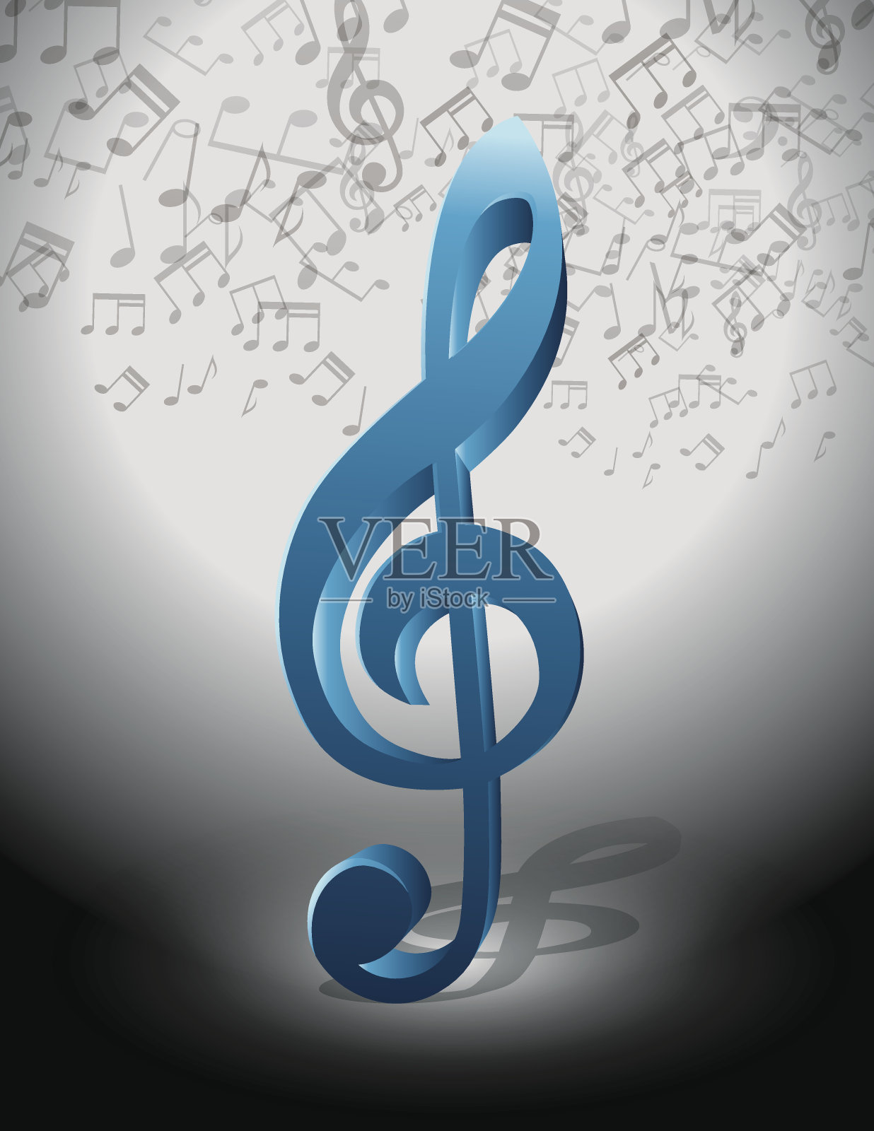 蓝色音乐谱号插画图片素材