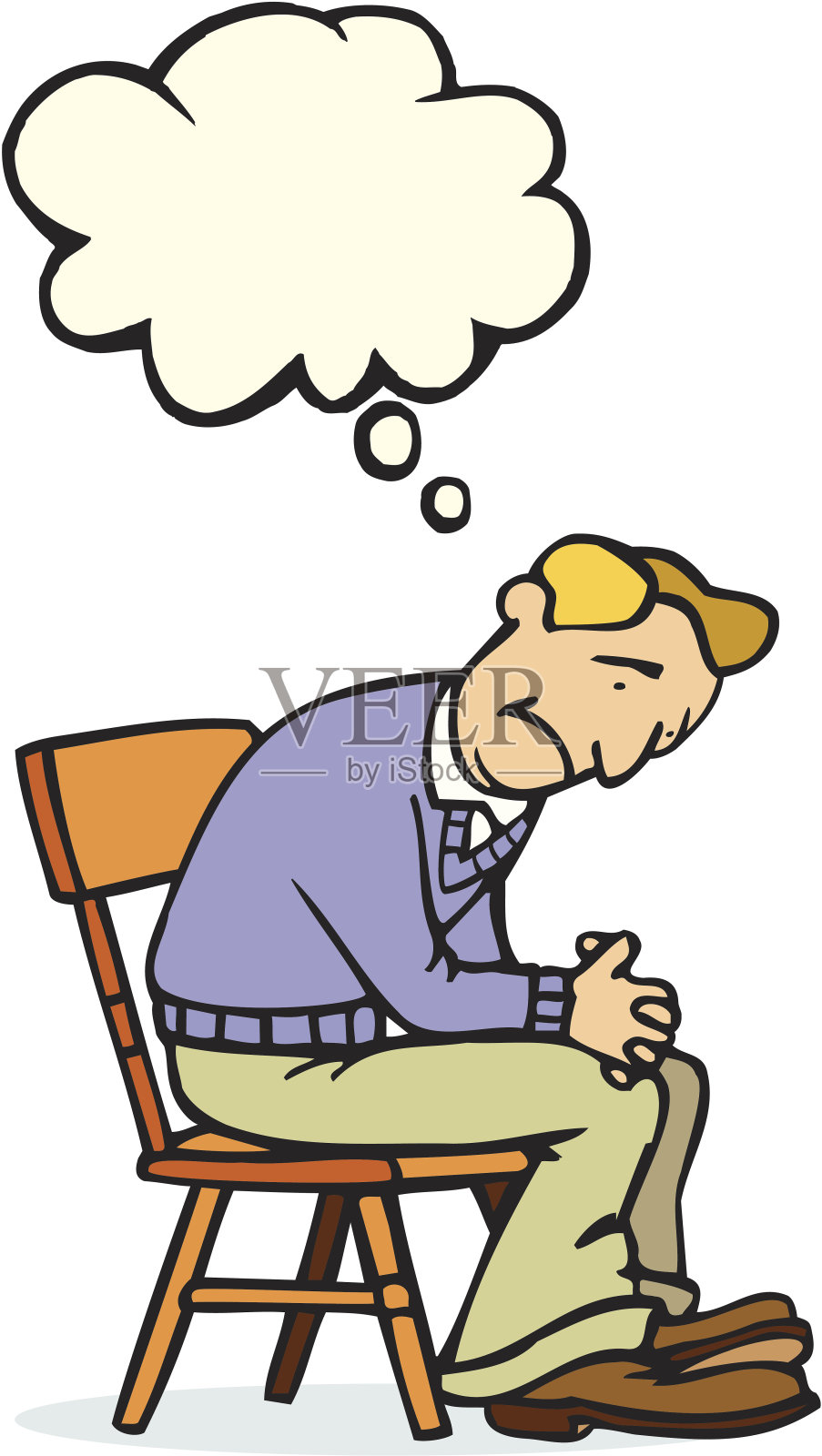 抑郁-悲伤或深思，伙计设计元素图片