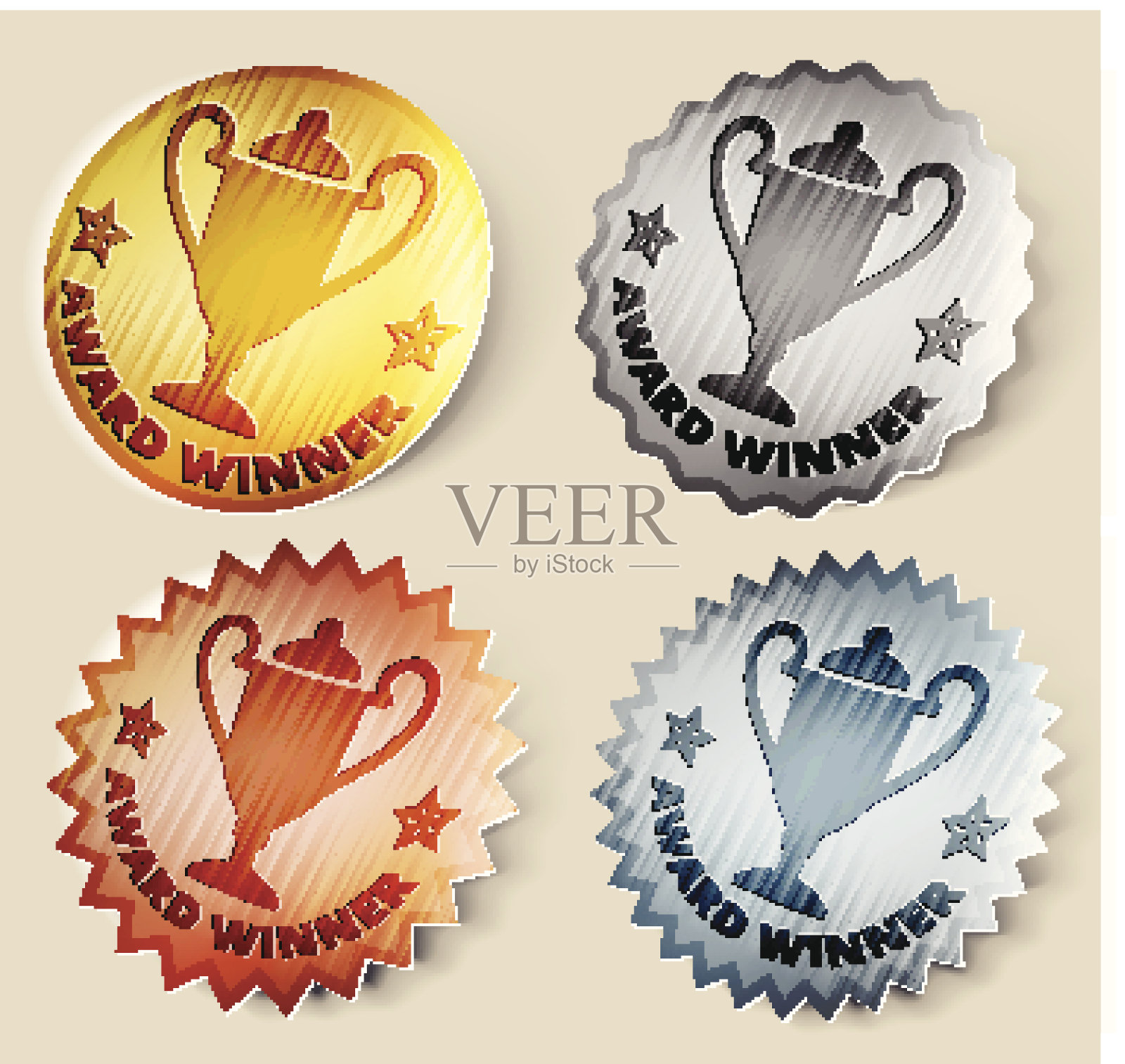 金、银、铜奖杯奖牌插画图片素材