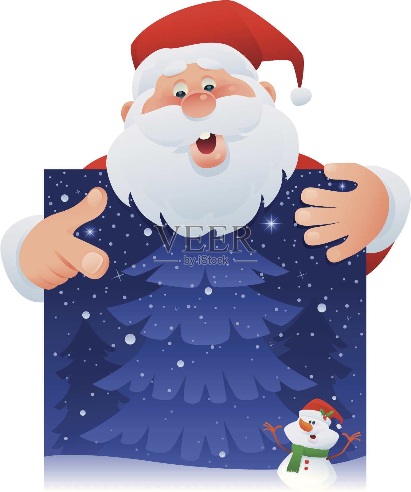圣诞老人和雪人插画图片素材