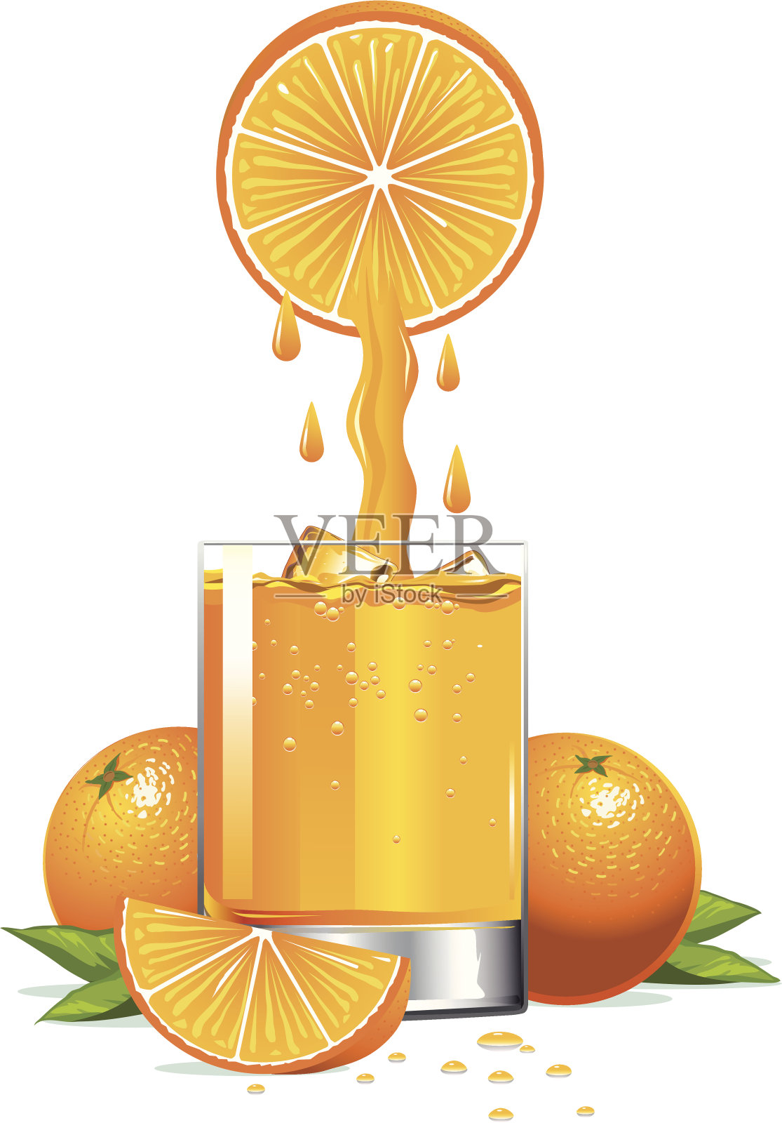 鲜榨橙汁插画图片素材