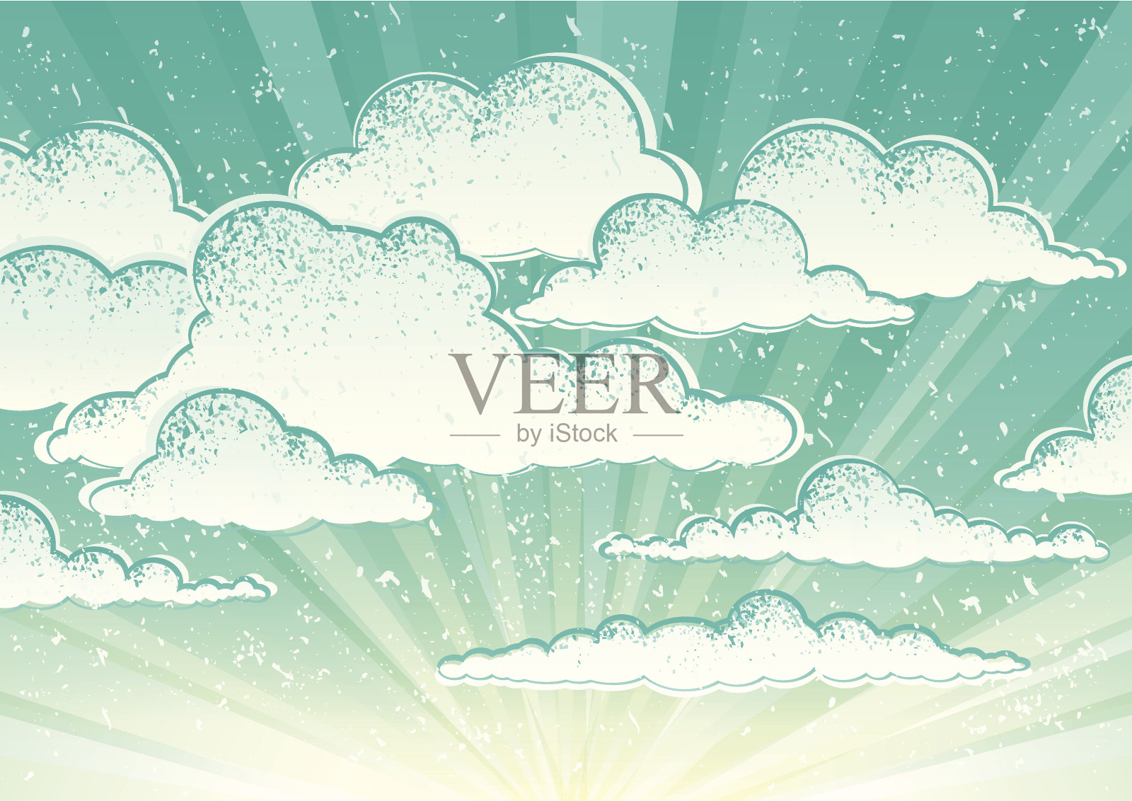 复古的Cloudscape插画图片素材