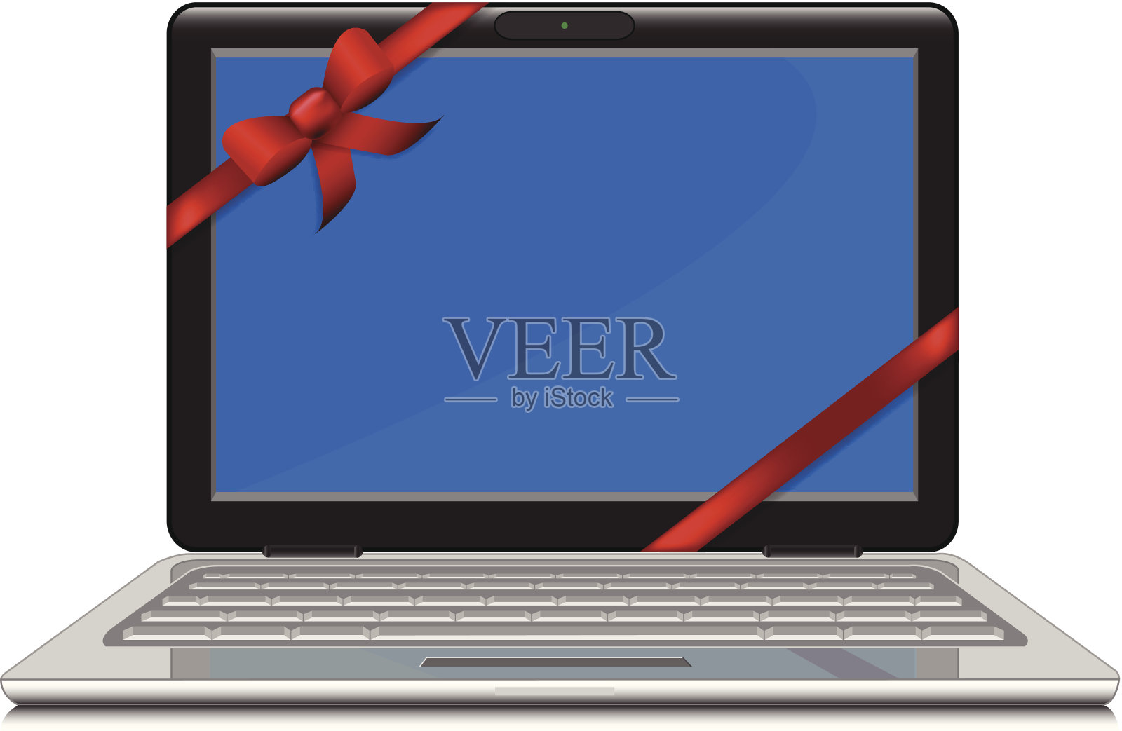 带Ribbon的笔记本电脑插画图片素材