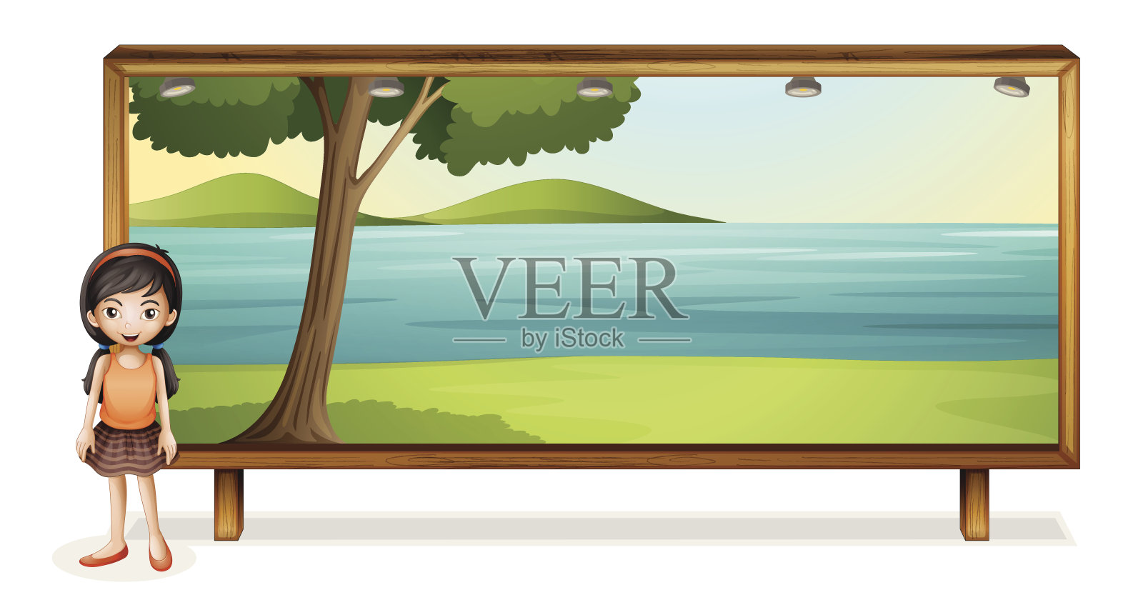 女孩和董事会插画图片素材