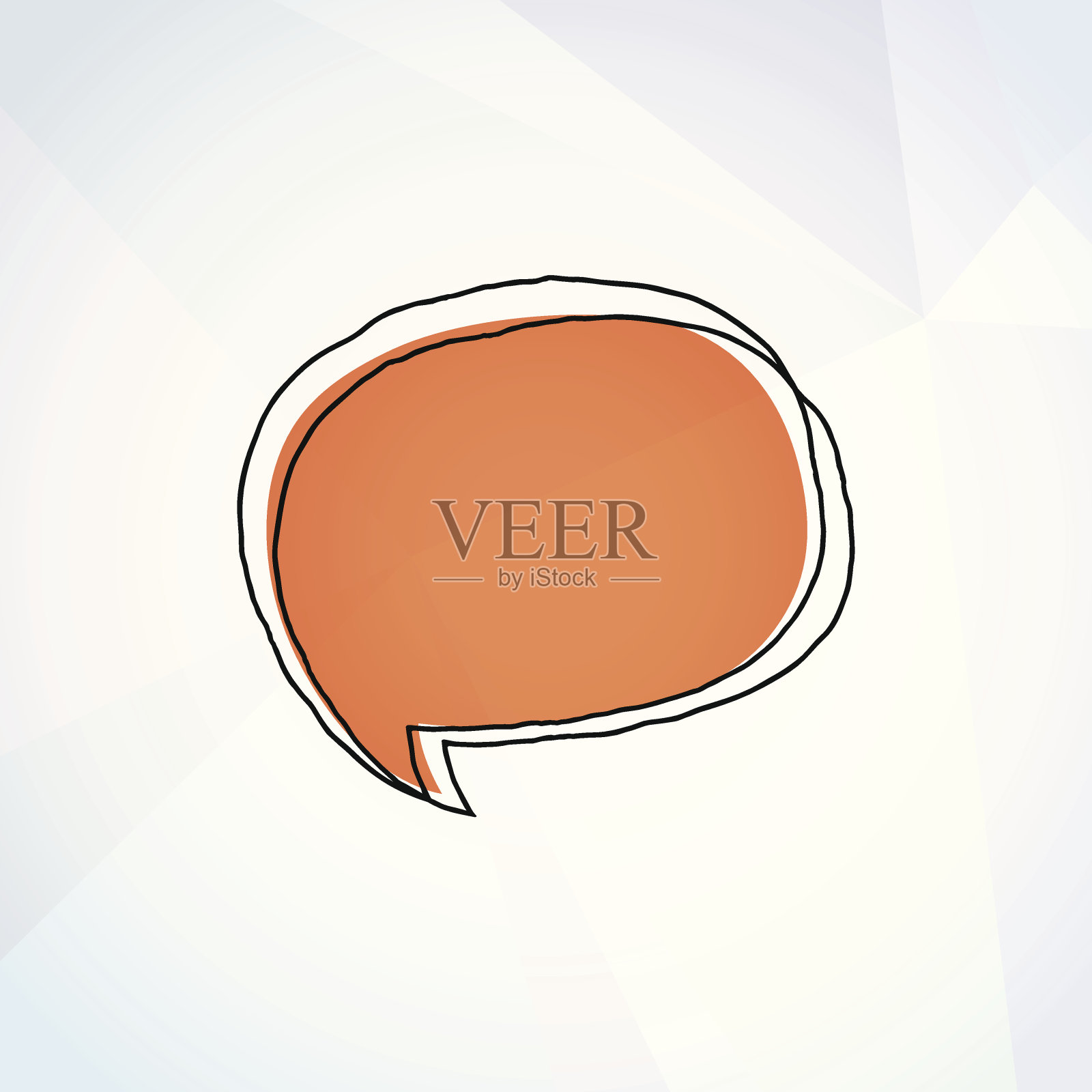 绘制一个带有黑色边框的橙色语音气泡插画图片素材