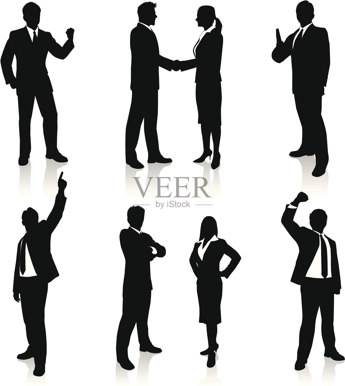 庆祝成功的人们的剪影插画图片素材