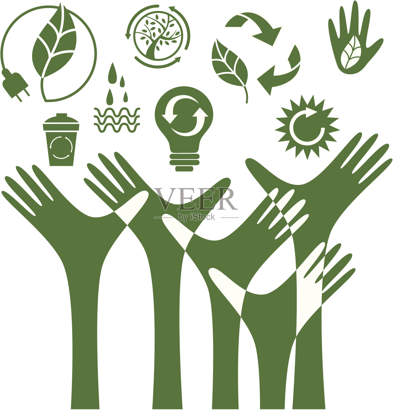 伸手去触摸生态符号插画图片素材