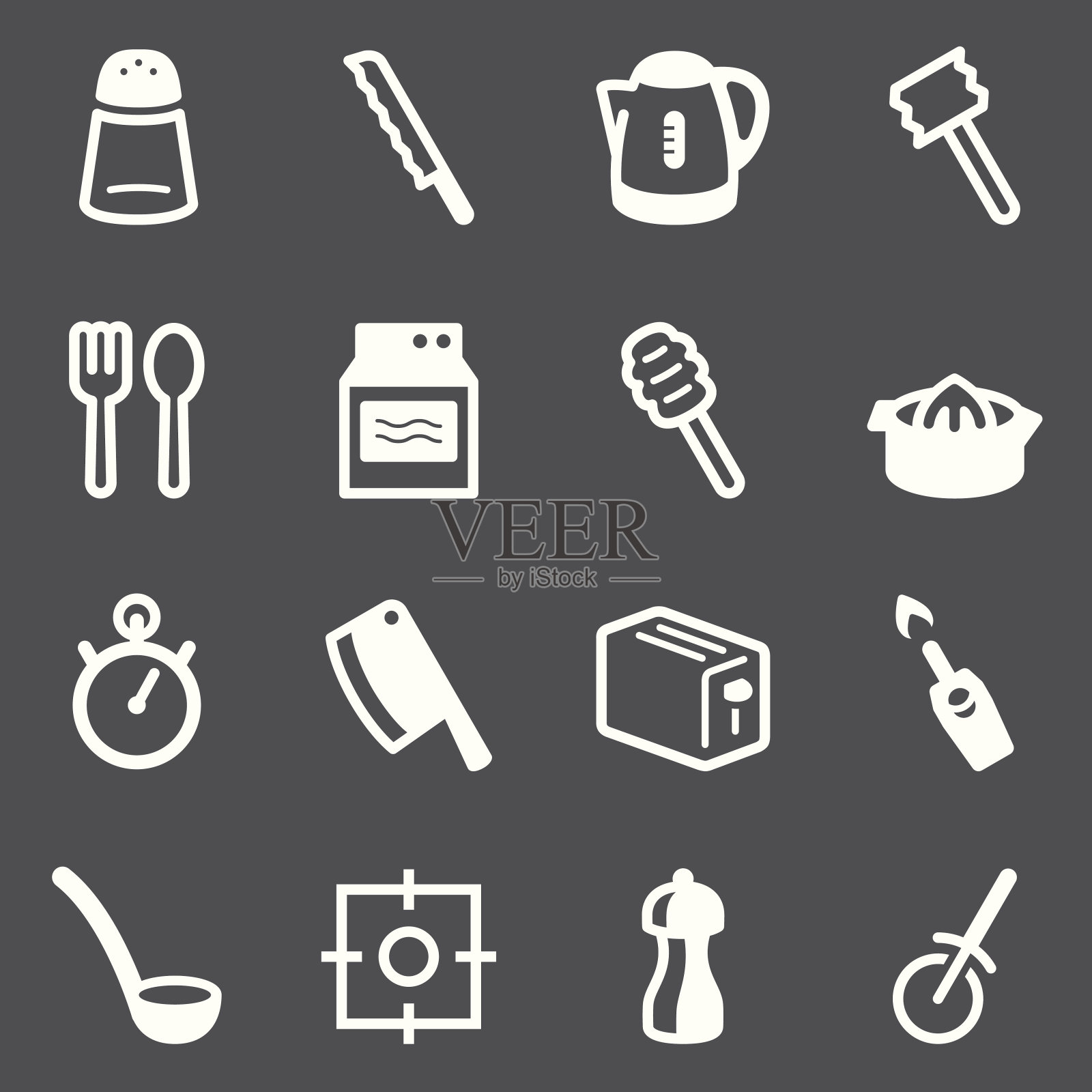 厨房用具图标|设置2 -白色系列图标素材