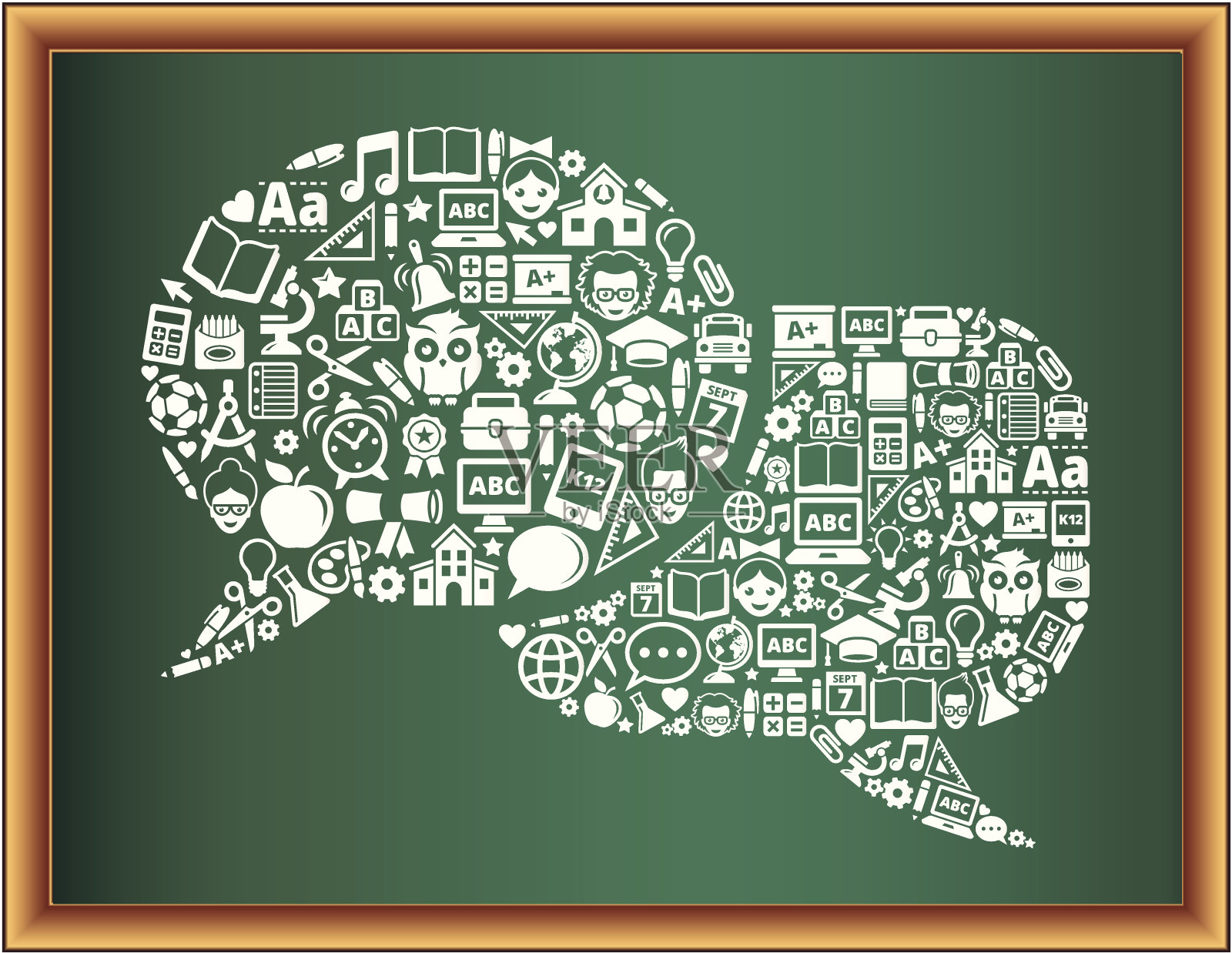 教育&学校和教育连接语音气泡黑板集合插画图片素材