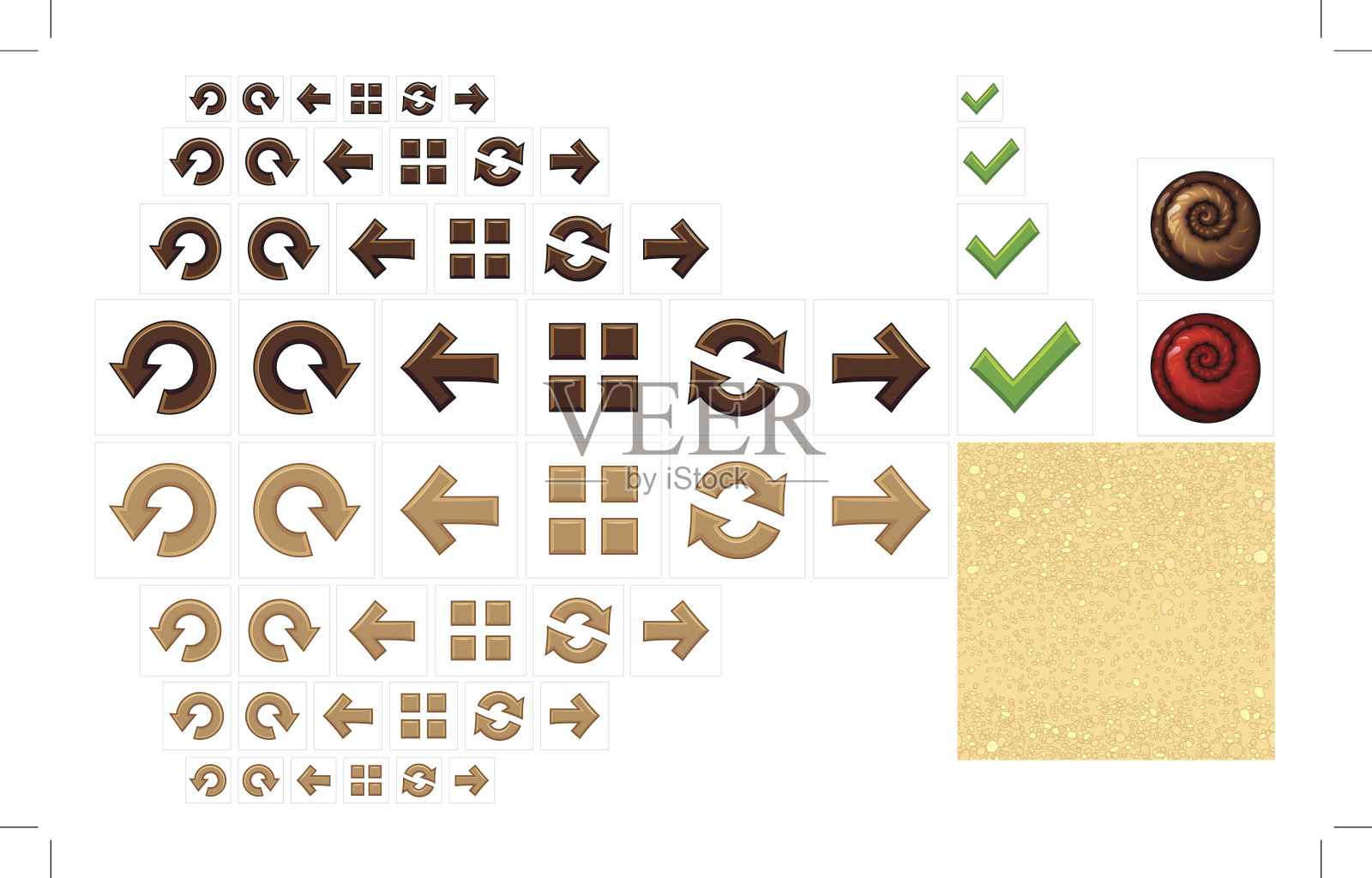 贝壳和沙子，游戏界面设置插画图片素材