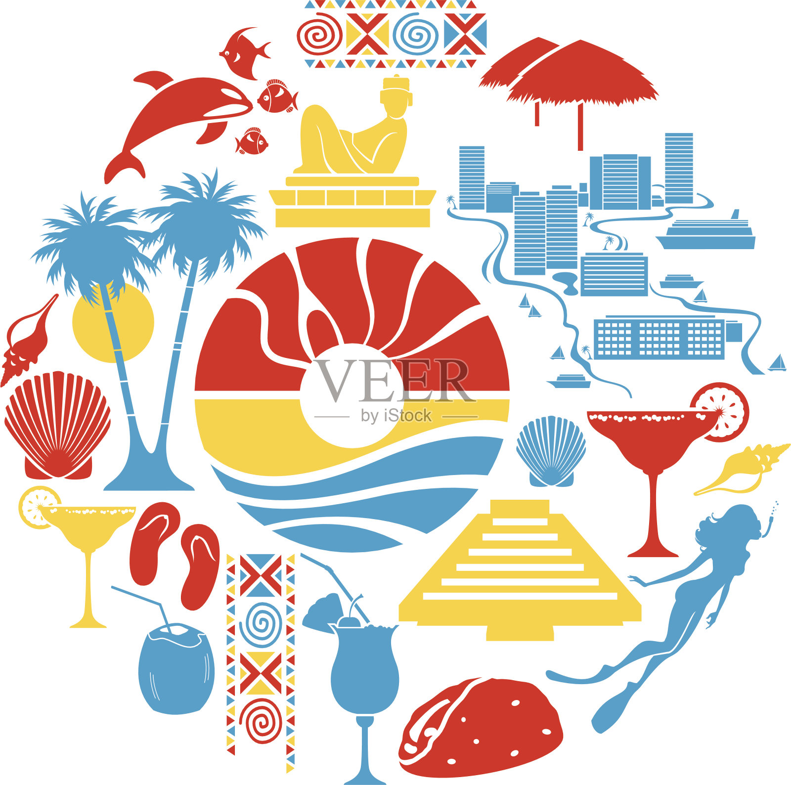 坎昆图标设置插画图片素材