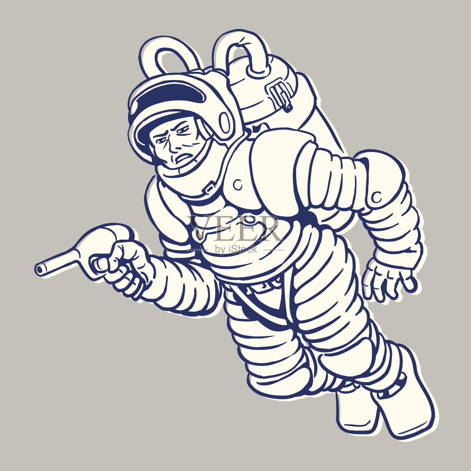 带着射线枪的宇航员插画图片素材