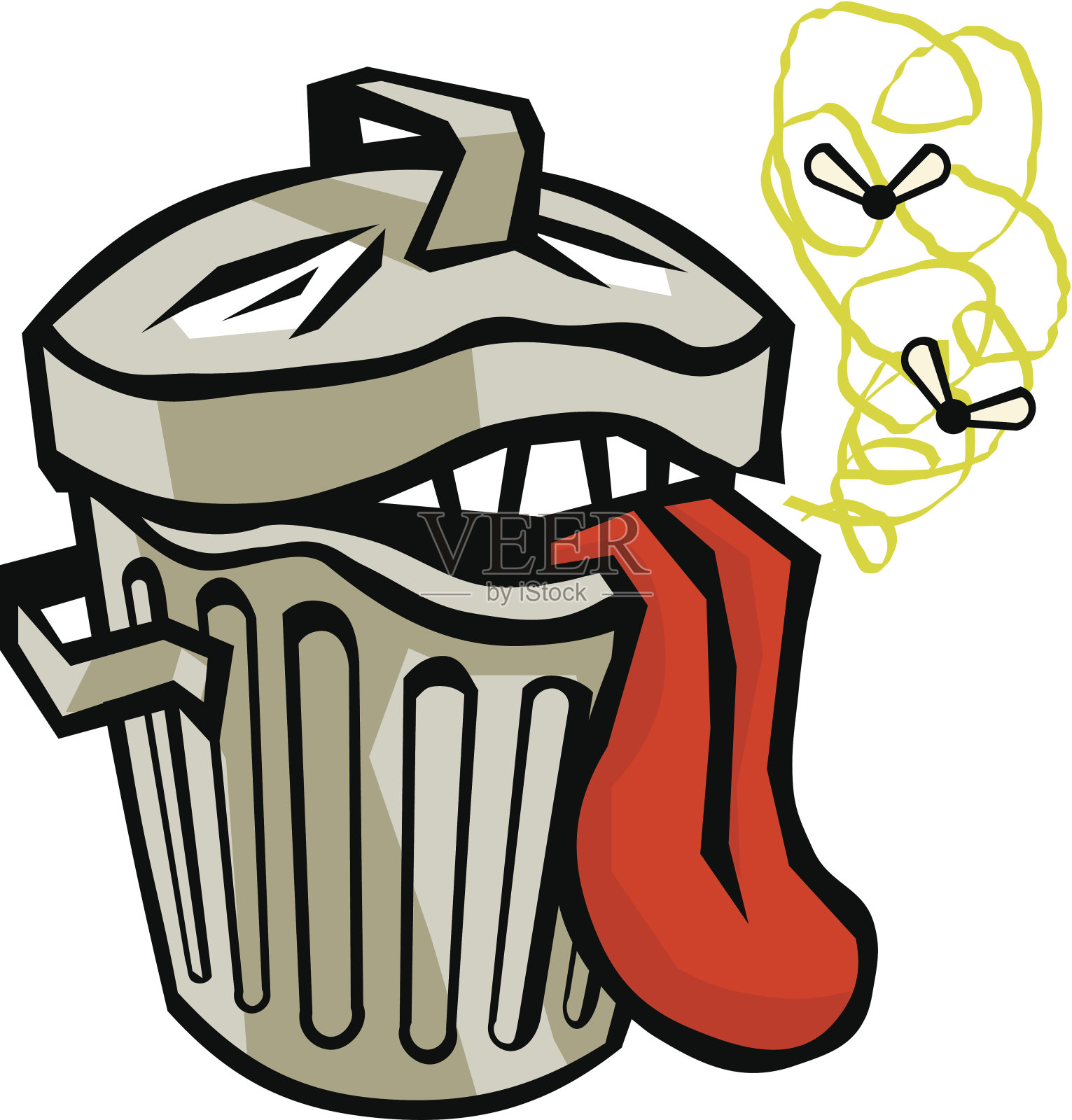 臭垃圾桶插画图片素材
