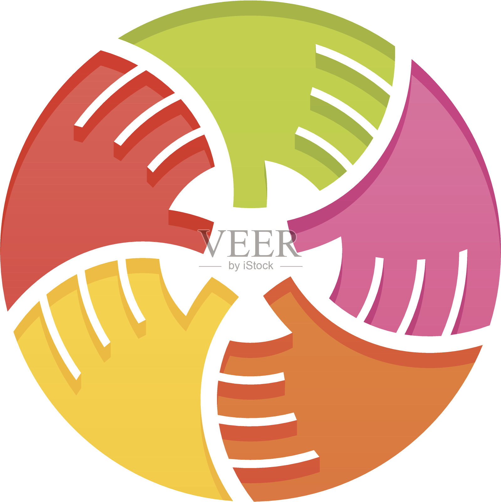 手形成圆插画图片素材