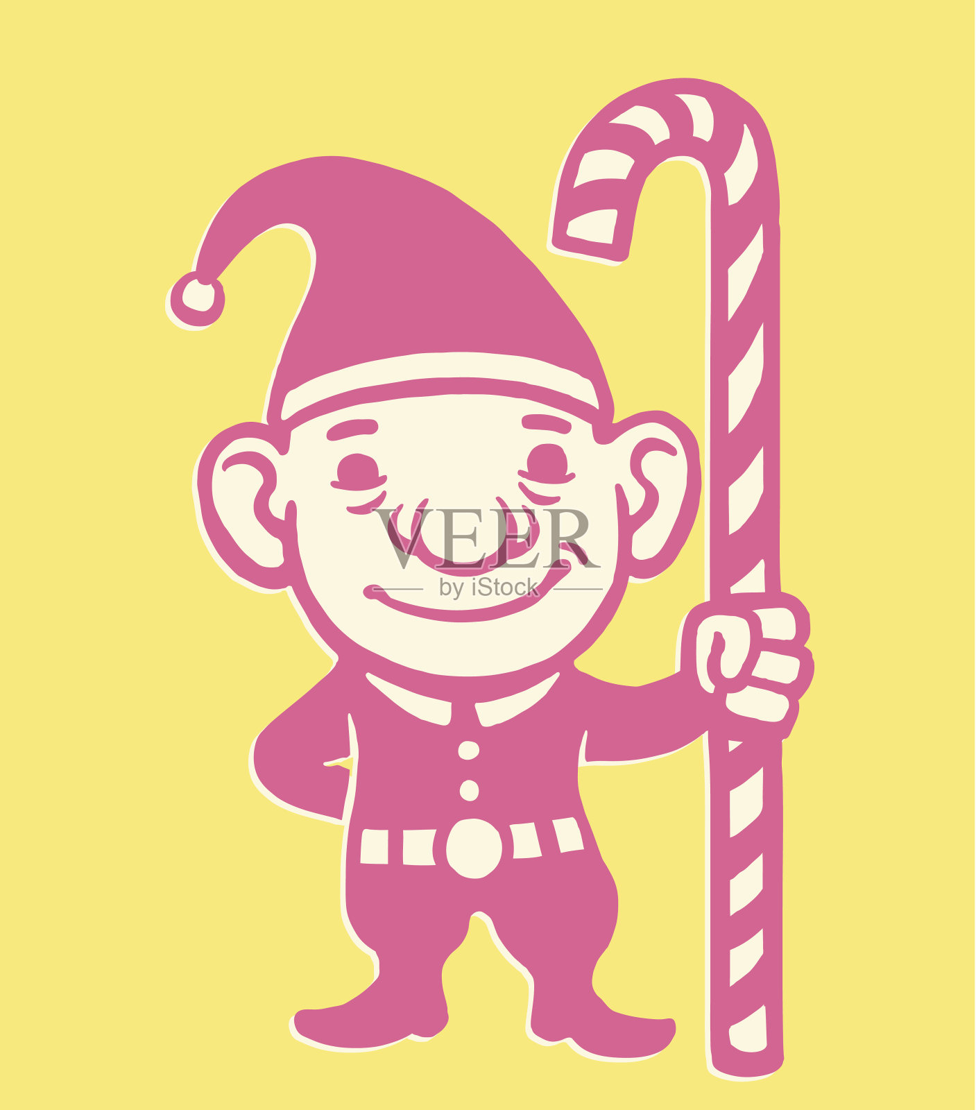 圣诞小精灵和糖果手杖设计元素图片