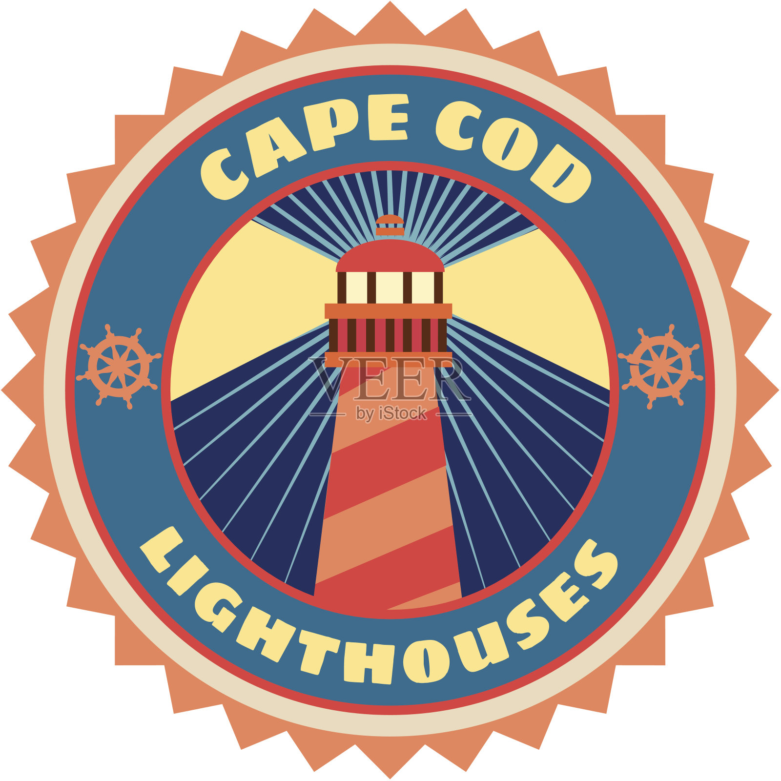 科德角行李标签或旅行贴纸插画图片素材