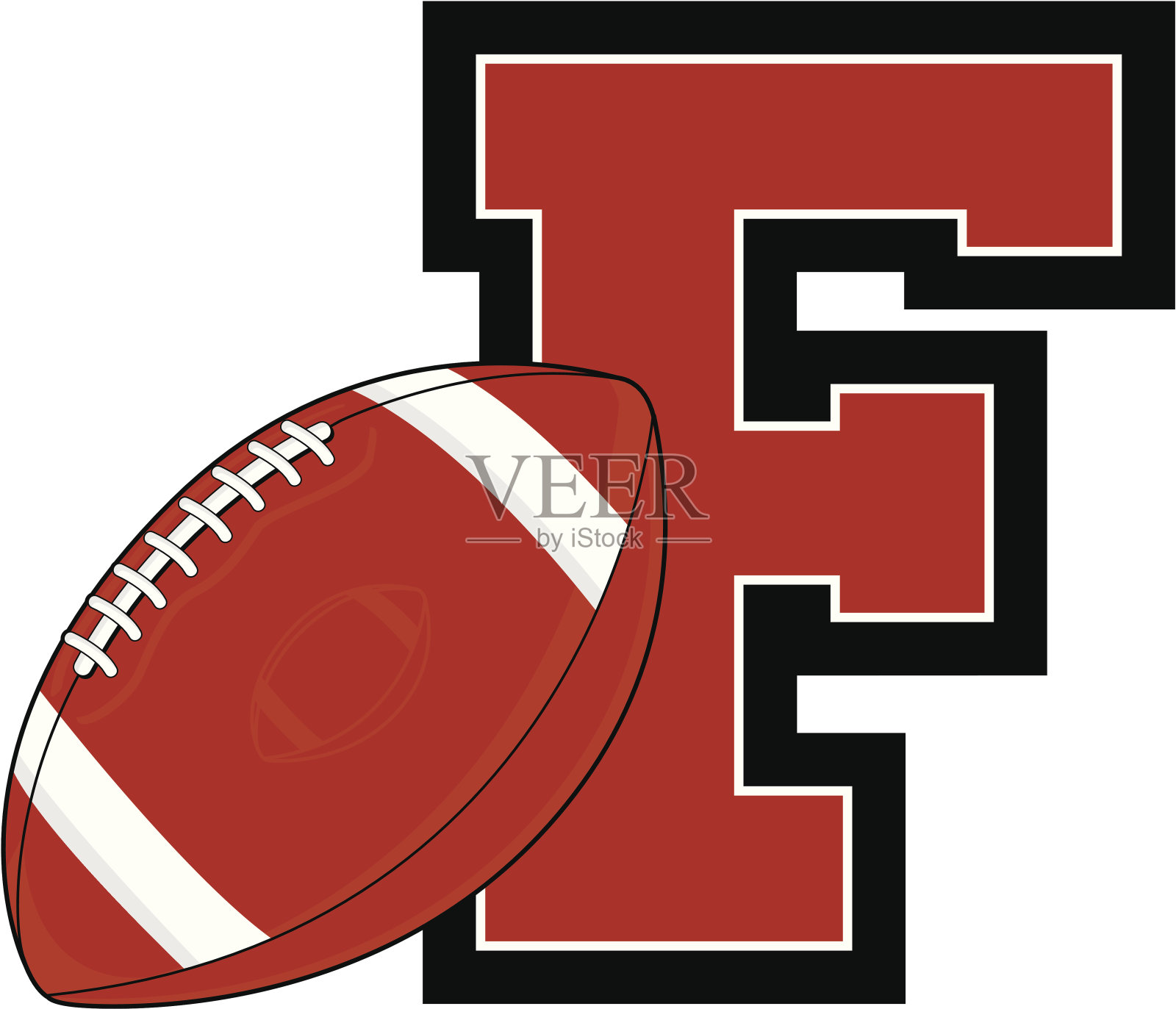 美式足球学习字母F设计元素图片
