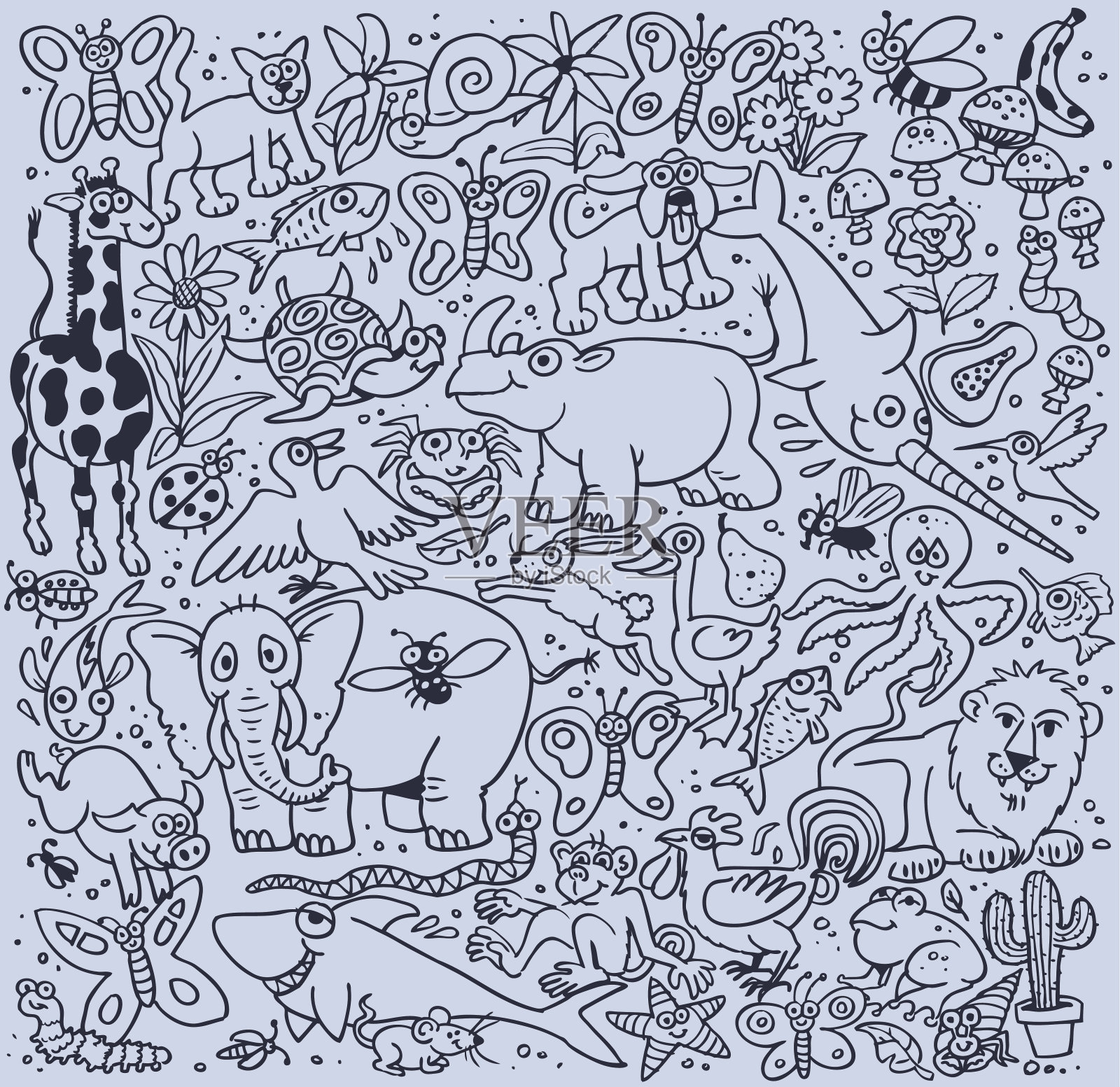 混杂动物园插画图片素材