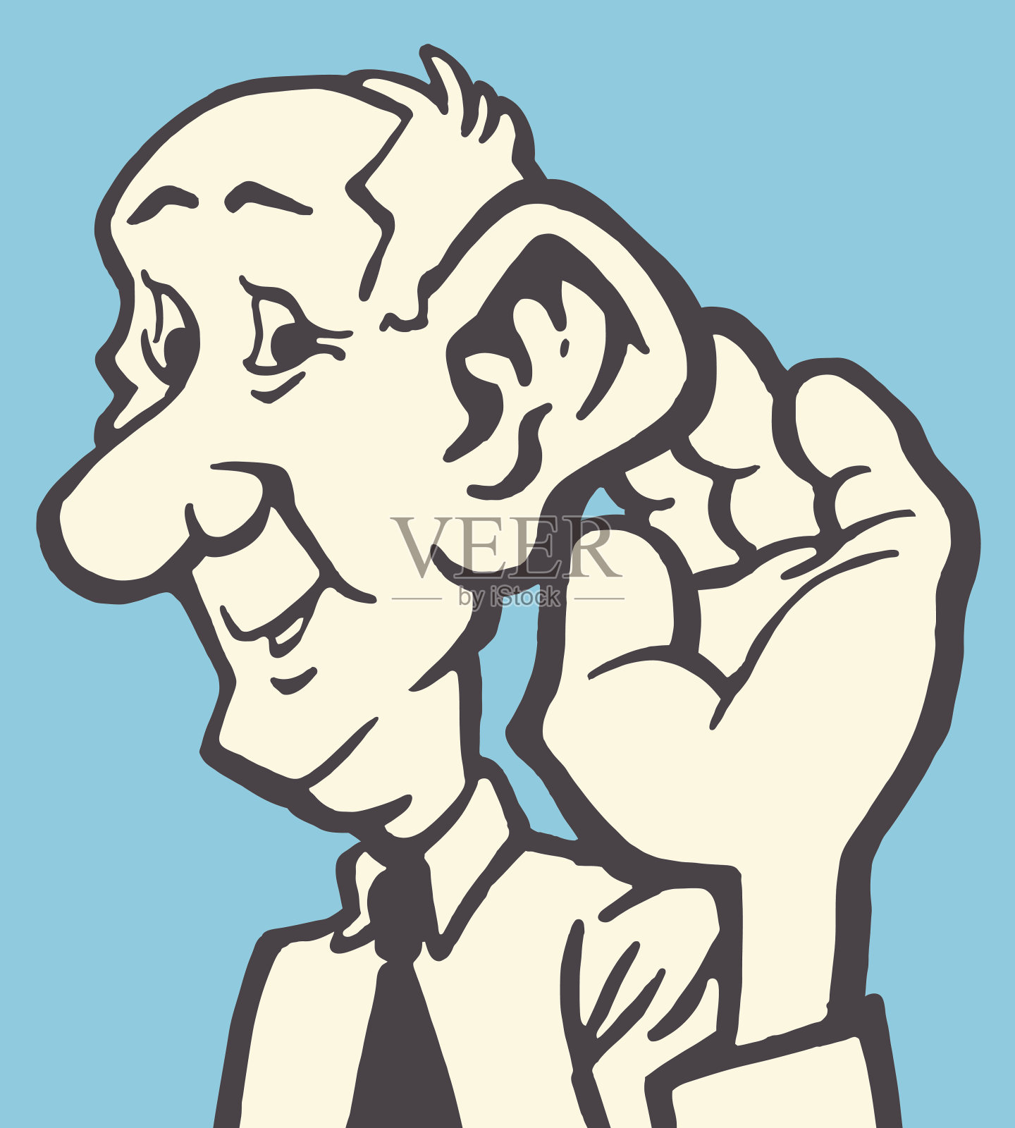 老人听插画图片素材