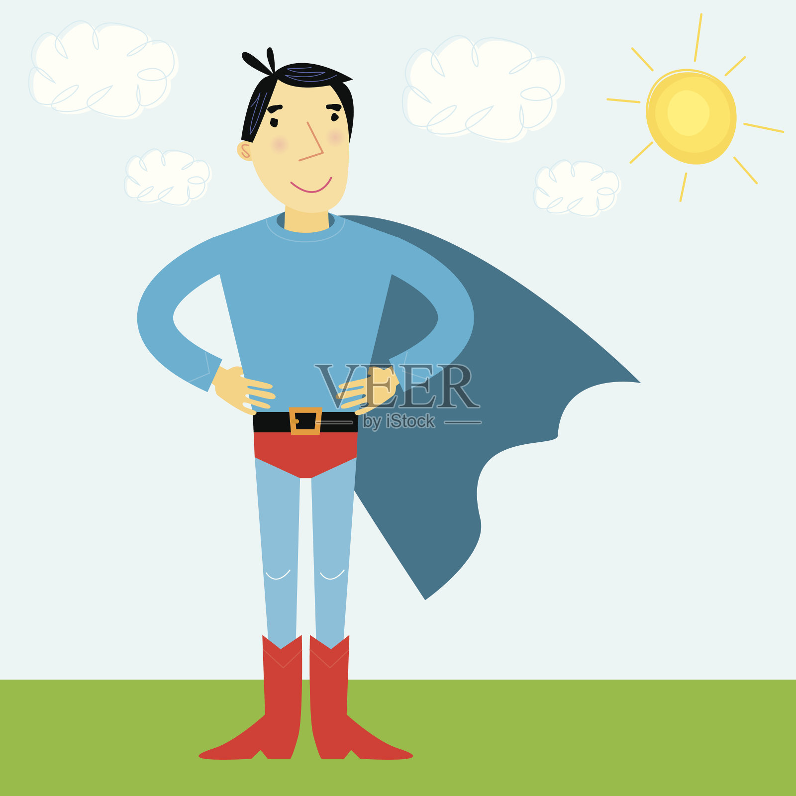 超级英雄的场景插画图片素材