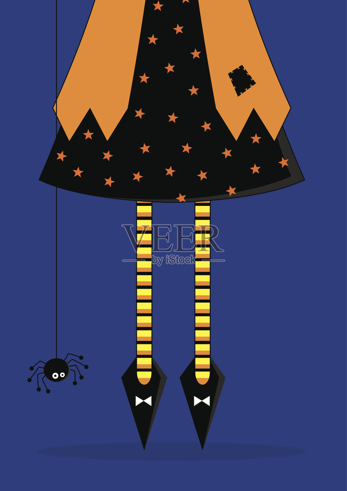 万圣节女巫的条纹腿和裙子插画图片素材