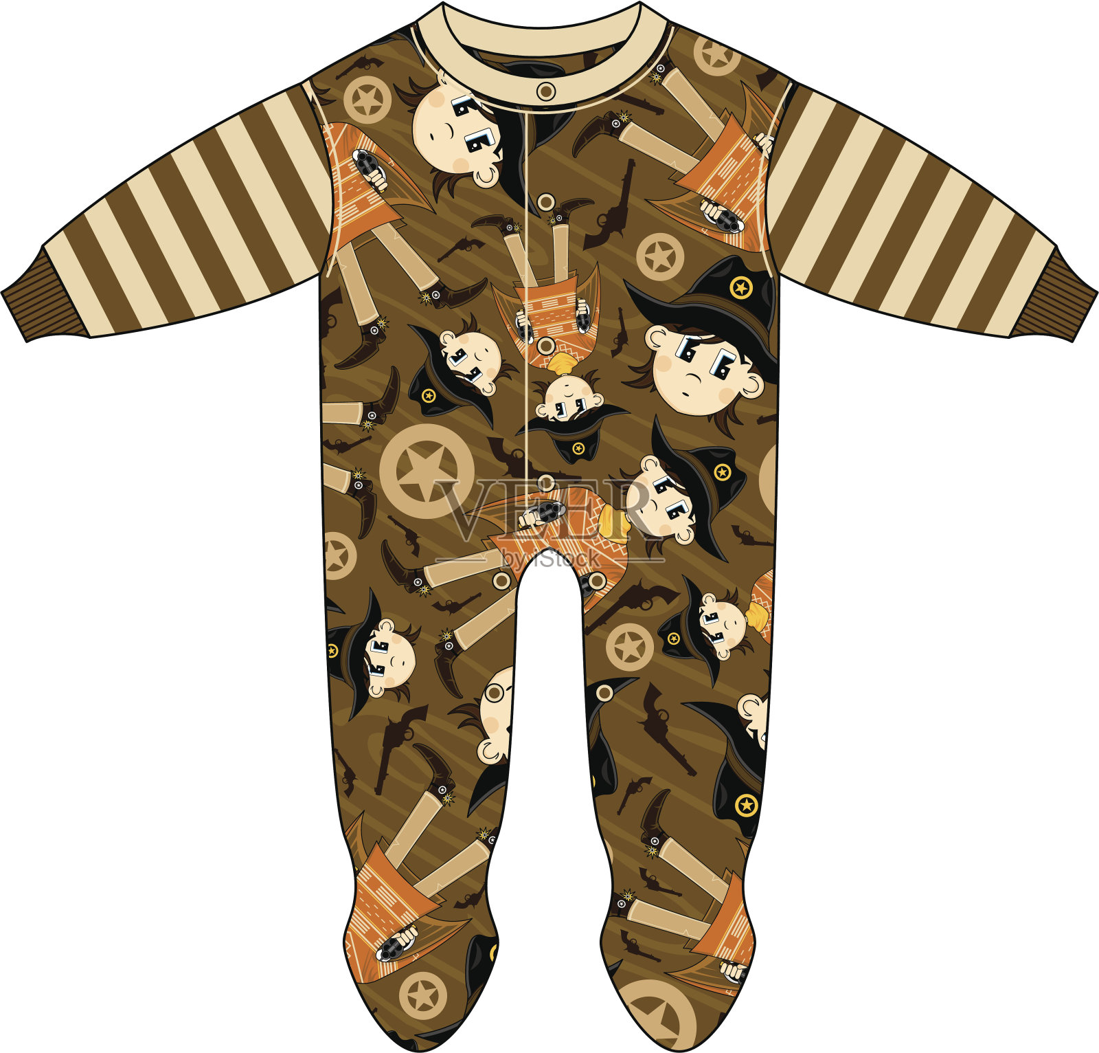 可爱的牛仔图案睡裤插画图片素材