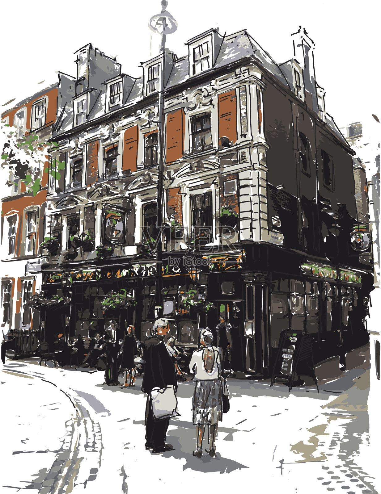 英国酒吧插画图片素材