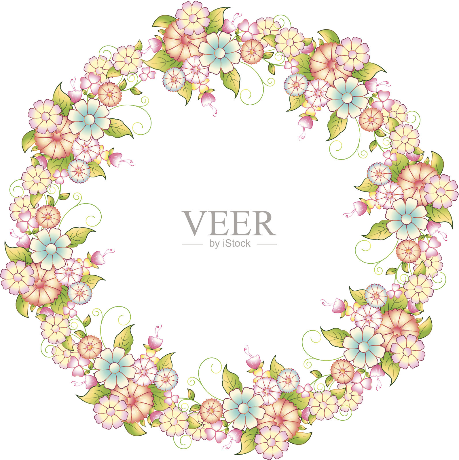 花圆框插画图片素材