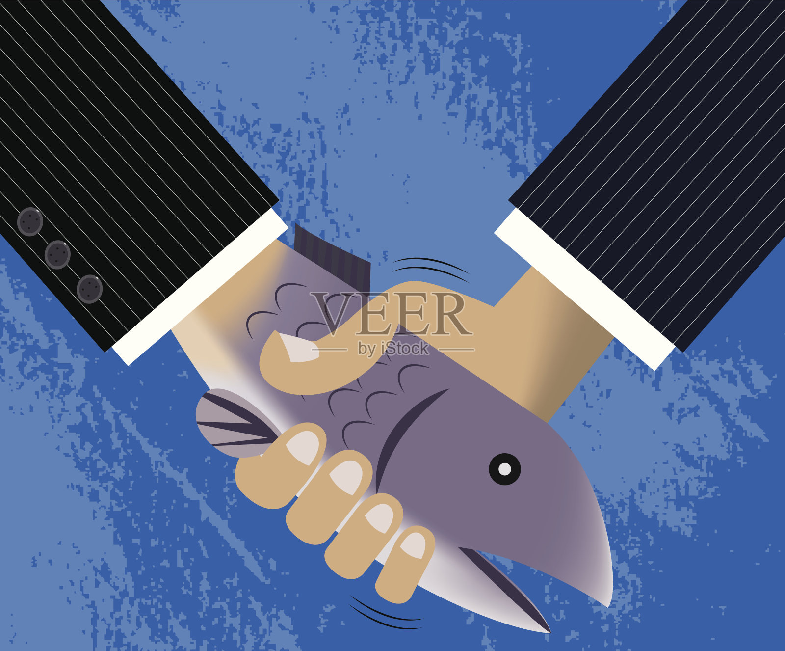 死鱼握手插画图片素材