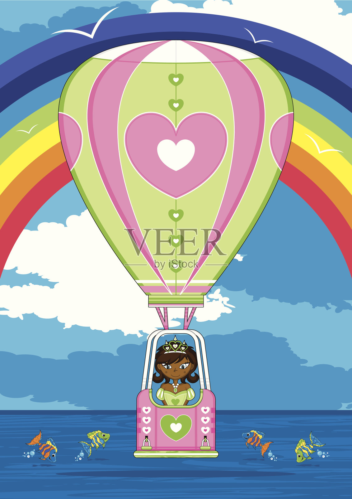 心中的公主热气球设计元素图片