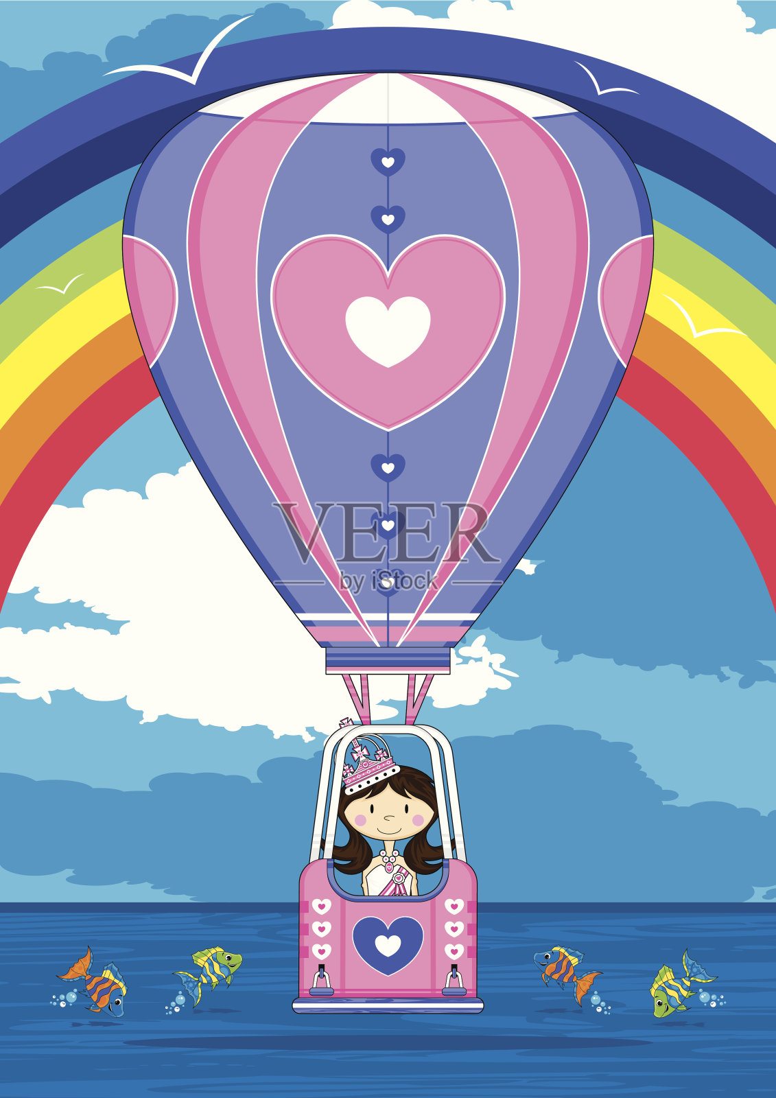 心中的公主热气球设计元素图片