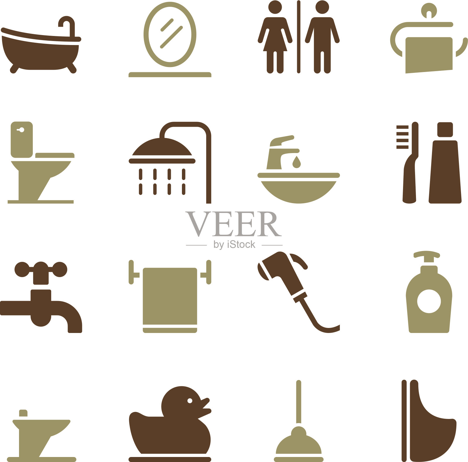 浴室图标-颜色系列设计元素图片