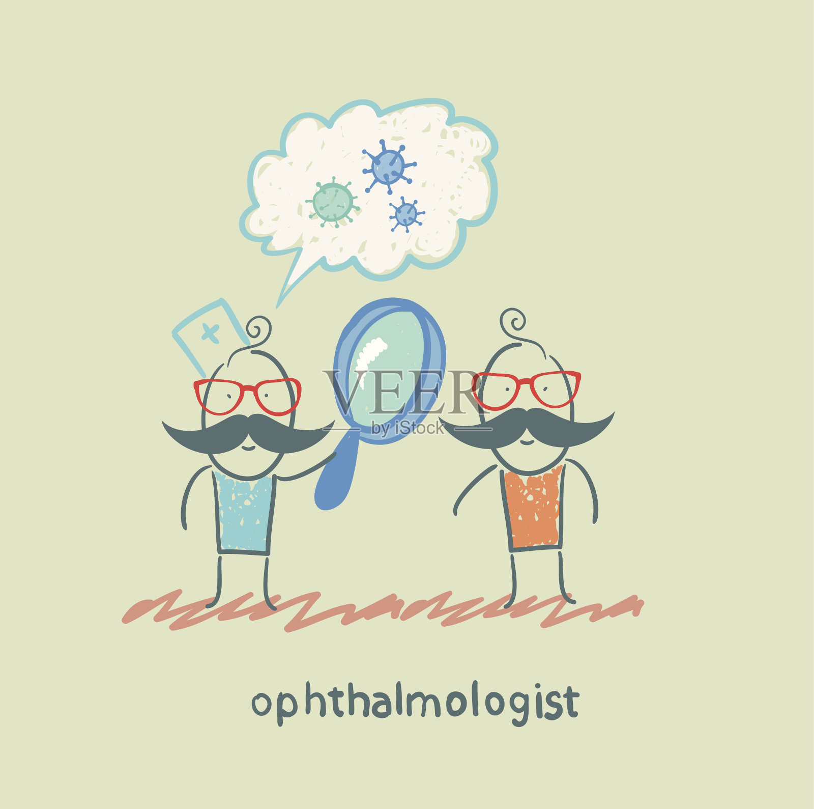 眼科医生告诉病人有关细菌插画图片素材