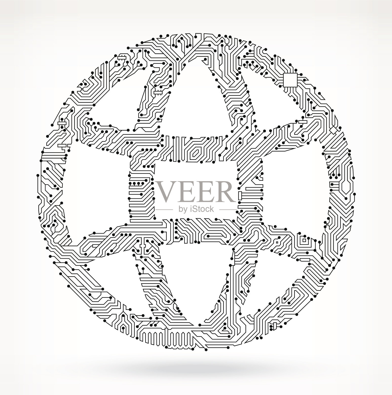 电路板上的地球仪插画图片素材