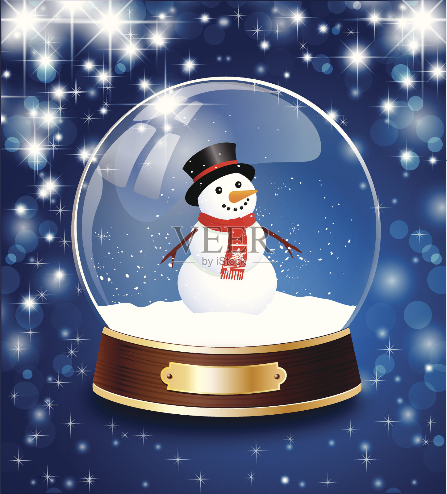 里面有雪花的球形玻璃器插画图片素材