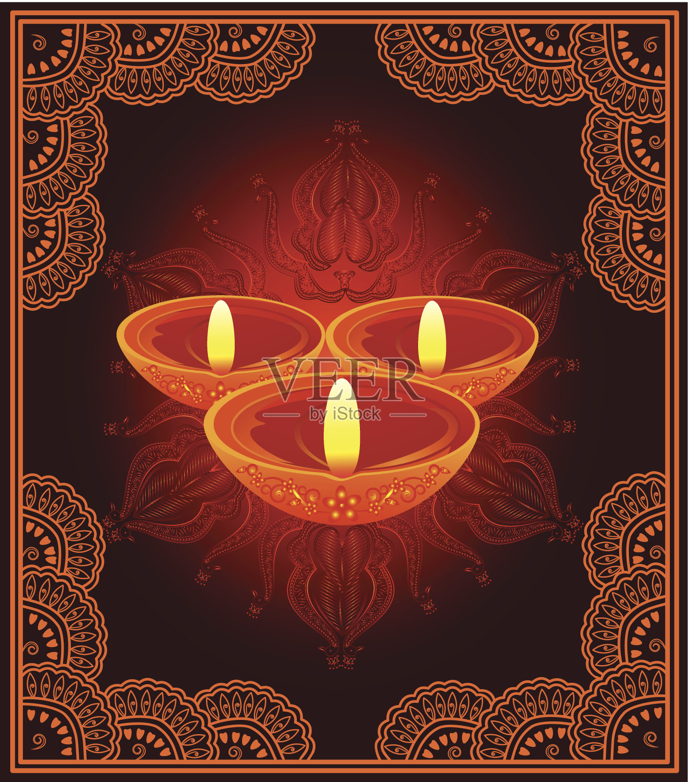 排灯节的问候插画图片素材