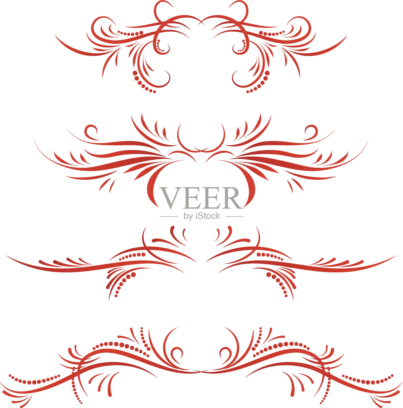 红丝带书法线条插画图片素材