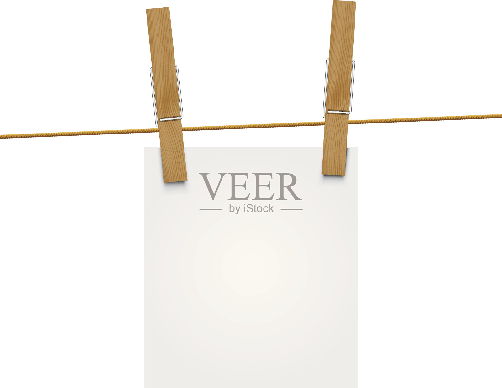 矢量衣钉挂空白纸插画图片素材