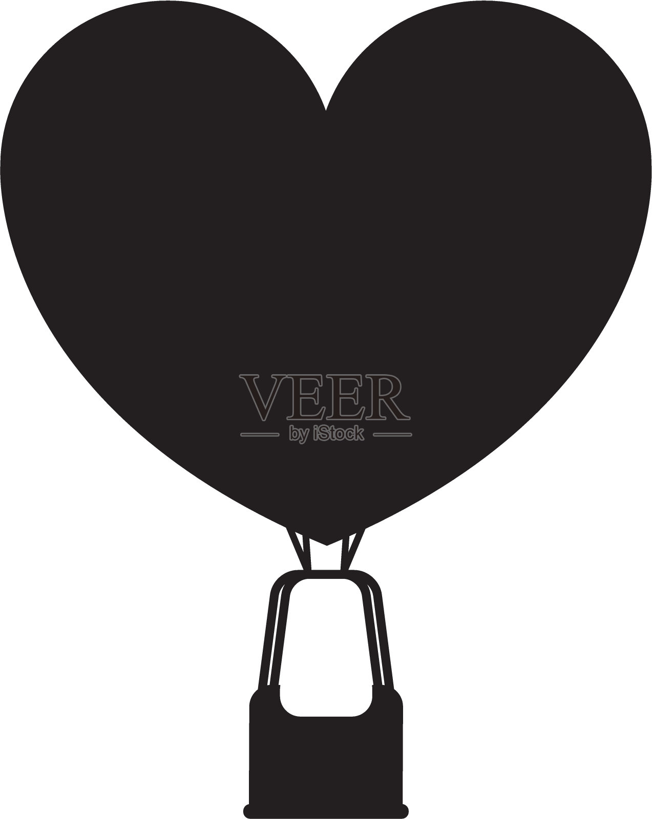 心形热气球剪影插画图片素材