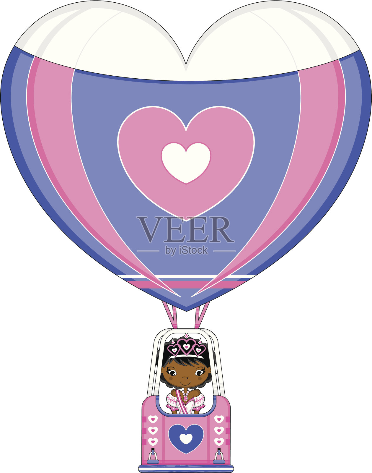 心中的公主热气球插画图片素材