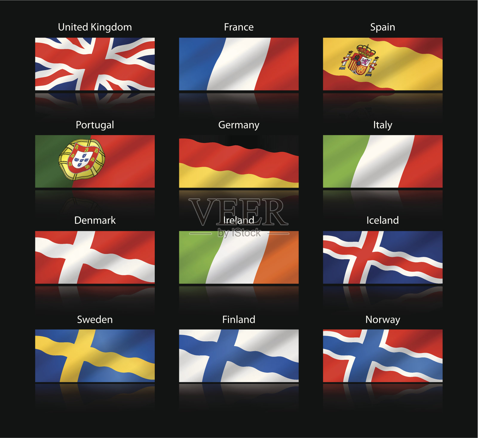 宽裁剪旗帜-西欧和北欧插画图片素材