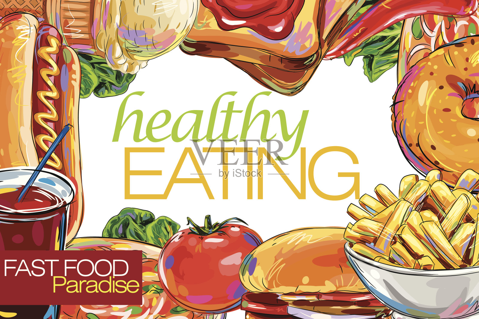 美丽的食物框架插画图片素材