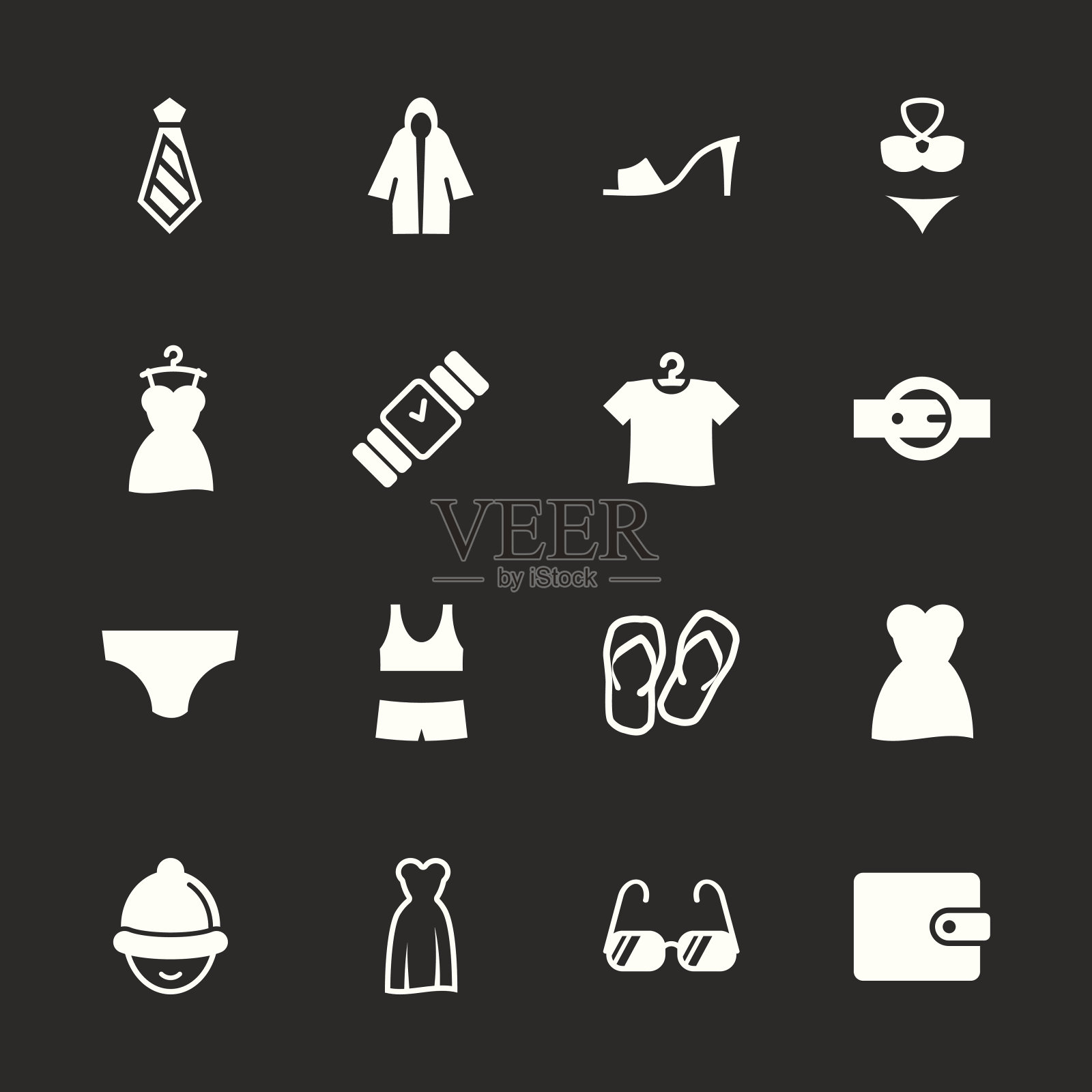 服装和配件图标-白色系列| EPS10图标素材