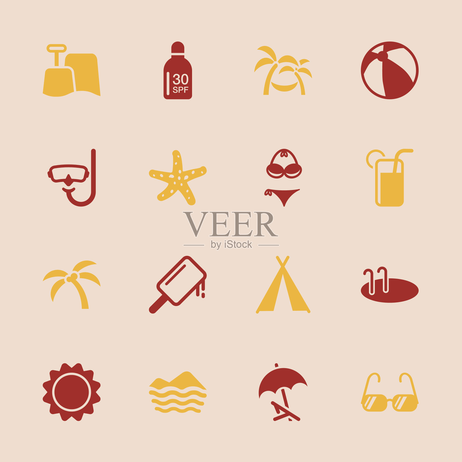 夏季图标-彩色系列| EPS10图标素材